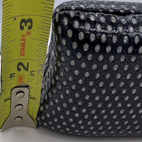 Clutch purse, hard or clamshell, black with sparkling silver, EUC, elegant - Picture 5 of 15